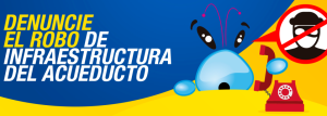 Diseño de Yosi con un texto que dice: denuncie el robo de infraestructura