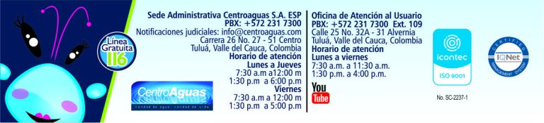 Diseño con las direcciones y horarios de las sedes Administrativa y de Atención al Cliente