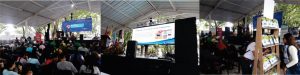 Diseños con tres fotografías donde se muestra a los asistentes al foro, lapresentación del personal de la empresa y la entrega de Agrocen a los participantes