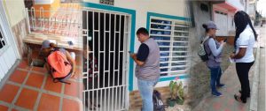 Tres fotografías de funcionarios visitando a usuarios en sus casas