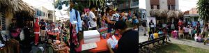 Fotografías de funcionarios de la empresa realizando la novena en el barrio Portales del Río