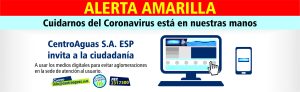 Imagen representativa invitando a los usuarios a usar los canales virtuales de Centroaguas, para el cuidado del Coronavirus