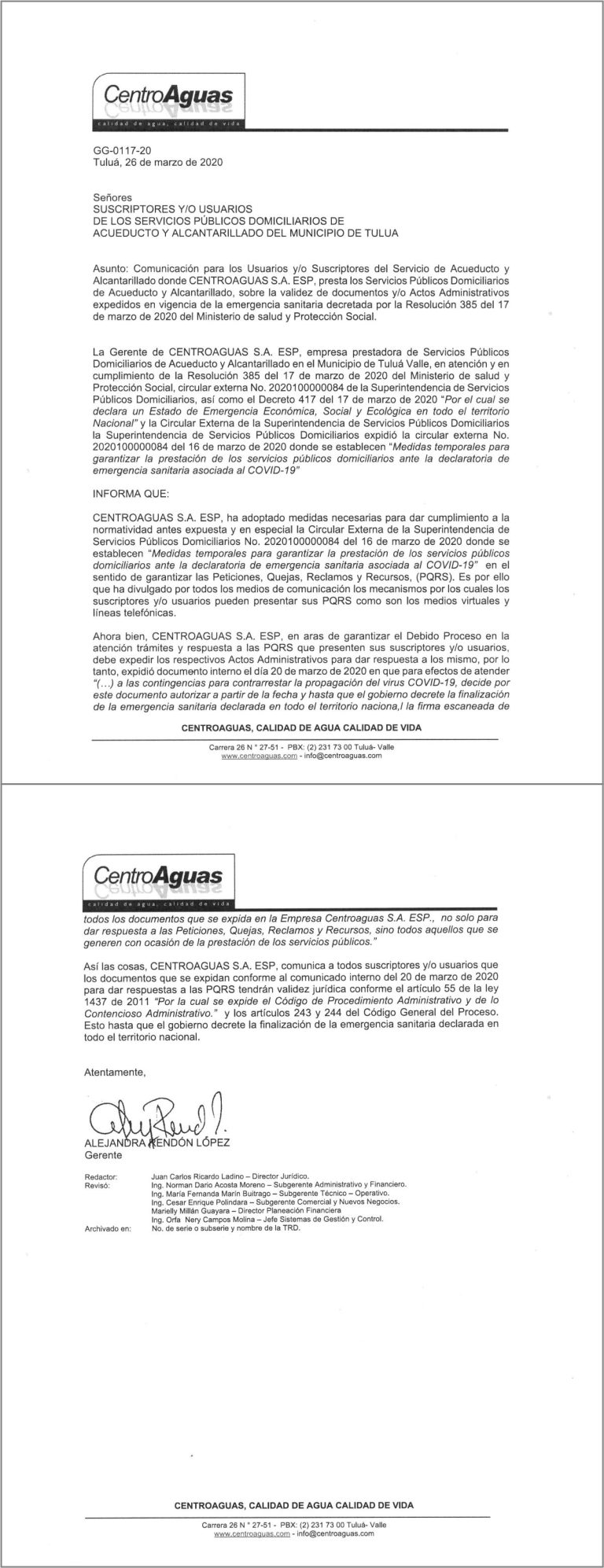 Imagen representativa de comunicado para los usuarios sobre las medidas adoptadas por la emergencia sanitaria