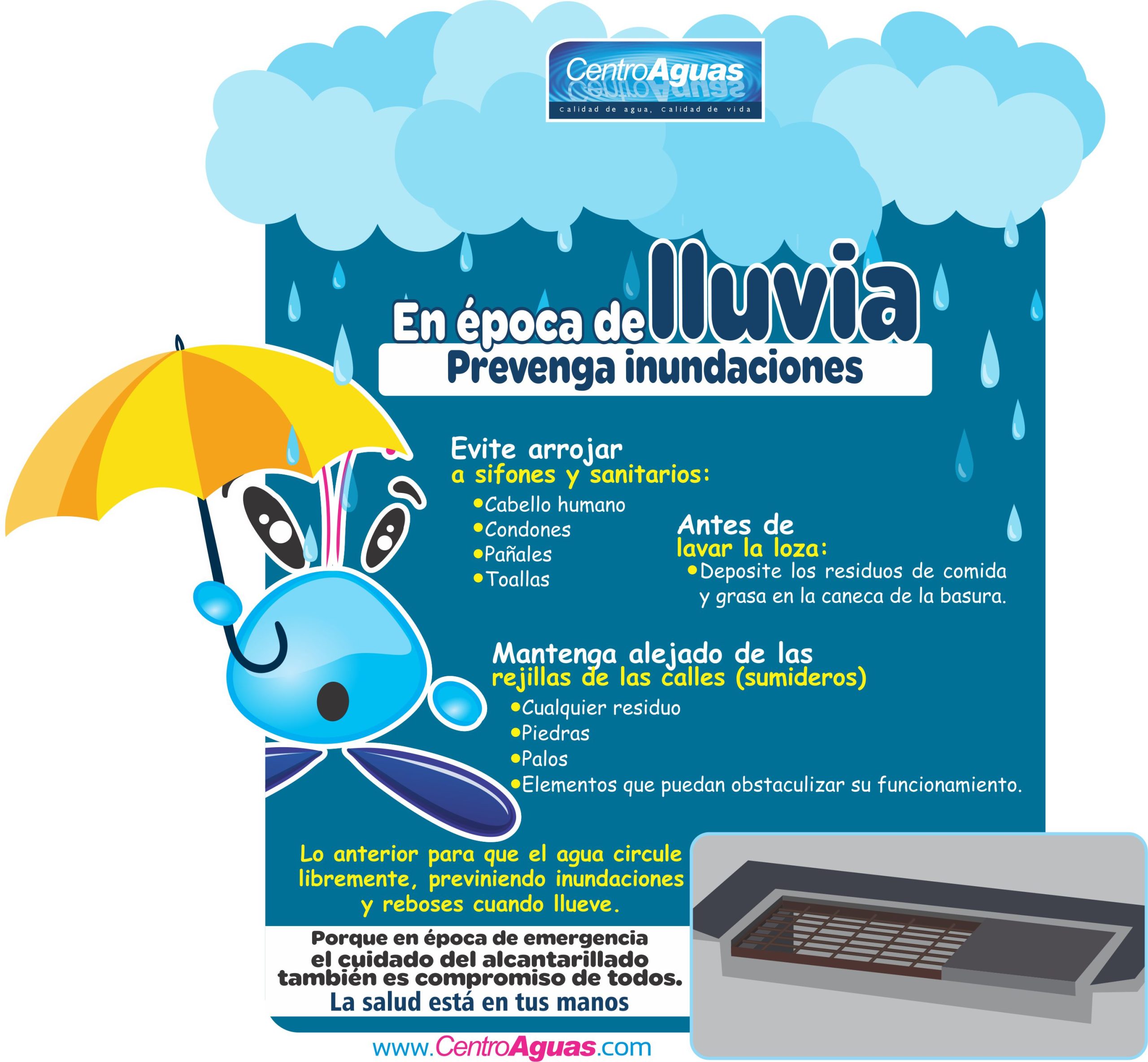 Imagen representativa sobe consejos para el cuidado del alcantarillado y evitar inundaciones en época de lluvia