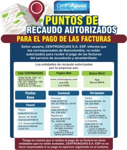 Imagen representativa de los puntos de recaudo autorizados