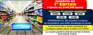 Imagen representativa informando el número de las matrículas que ganaron bonos de $100.000 en el primer sorteo