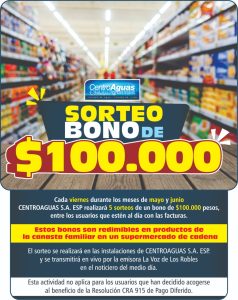 Imagen representativa informando el inicio de los sorteos de los bonos de $100.000