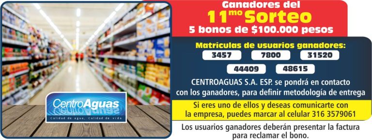 Imagen representativa informando el número de las matrículas que ganaron bonos de $100.000 del undécimo sorteo