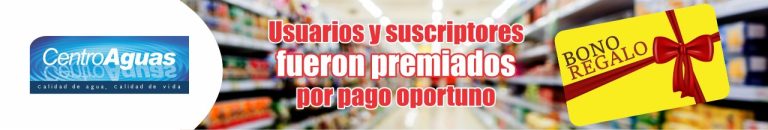 Imagen representativa del bono entregado en sorteos realizado por centroaguas