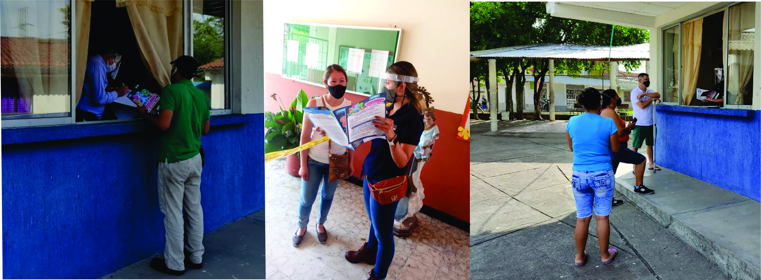 personal de centroaguas entregando las guías a los padres de familia para el concurso de pintura infantil Imagen representativa del personal de centroaguas entregando las guías a los padres de familia