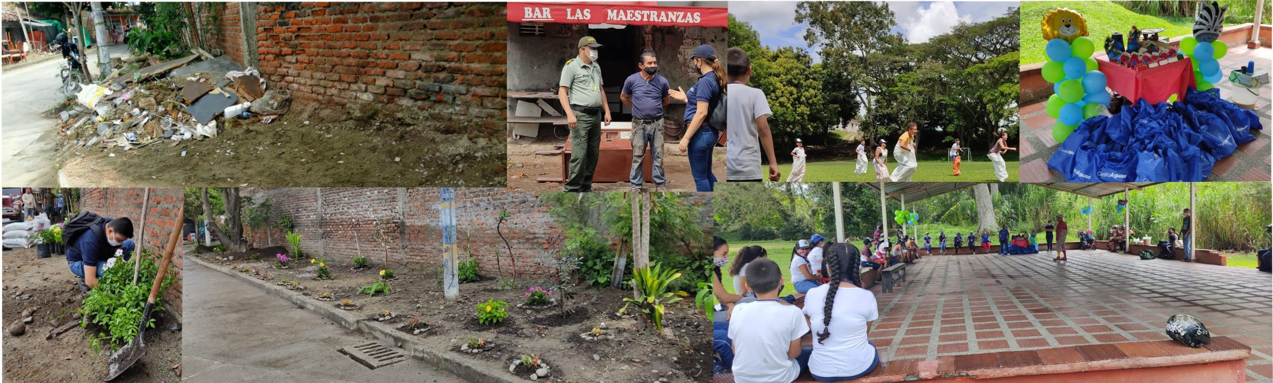 personal de centroaguas con personal de la escuela Simón Bolívar en jornada de recuperación y embellecimiento de zonas verdes Imagen representativa del persona de centroaguas con personal de la escuela Simón Bolívar en jornada de recuperación y embellecimiento de zonas verdes