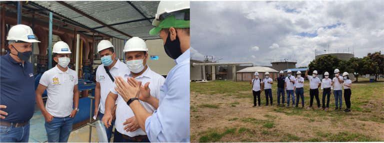Imagen representativa de la visita de la máxima autoridad de la capital del Putumayo, de la empresa operadora de acueducto y alcantarillado Aguas de Mocoa y del consorcio INGESAN- CDM SMITH INC