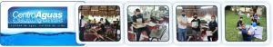 Diseño con cuatro fotografías donde se muestra al personal de la empresa realizando charlas, los estudias escaneando archivos y los alumnos en la entrega del certificado