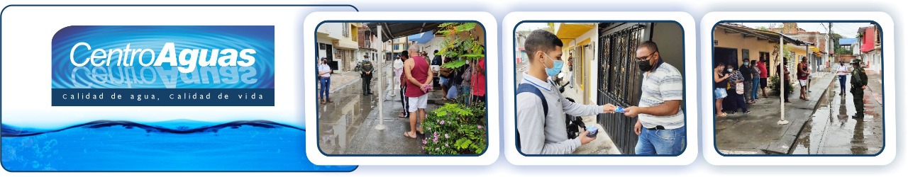 personal de la empresa realizando visitas a los usuarios del barrio nuevo Farfán Diseño con tres fotografías donde se ve al personal de la empresa realizando visitas a los usuarios