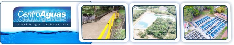 Diseño con tres imágenes, la primera canal de aducción, la segunda el reservorio y la ultima de la planta de tratamiento