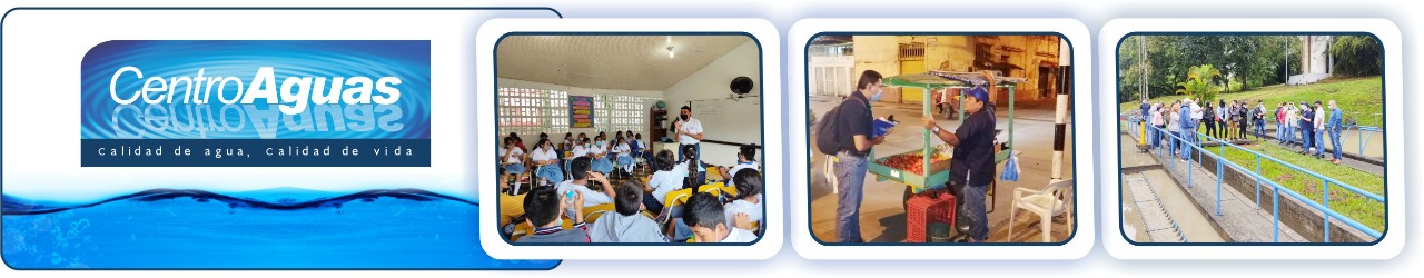 personal de la empresa capacitando estudiantes y usuarios sobre el uso y ahorro eficiente del agua diseño con tres fotografías del personal de la empresa capacitando estudiantes y usuarios