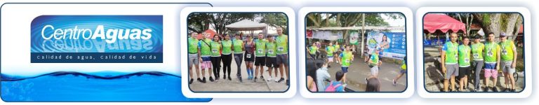 tres fotografías de los colaboradores en la carrera atlética
