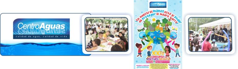 Diseño con dos imágenes del concurso de pintura de versiones anteriores y el afiche oficial 2022
