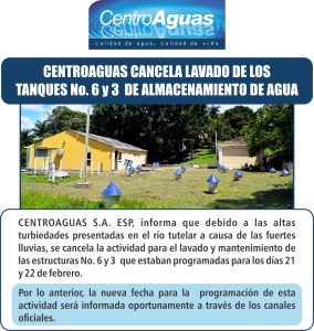 Se cancela lavado de tanques de almacenamiento de agua potable que estaban programados para el 21 y 22 de febrero