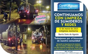 Continuamos con limpieza de sumideros, barrio Siete de Agosto