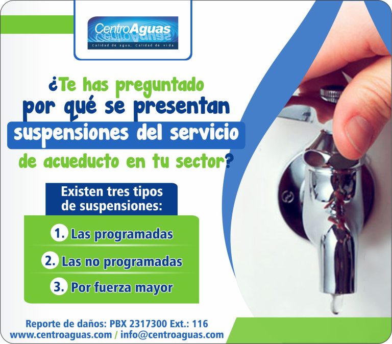 Tipos de suspensión del servicio de acueducto: programadas, no programadas y por fuerza mayor
