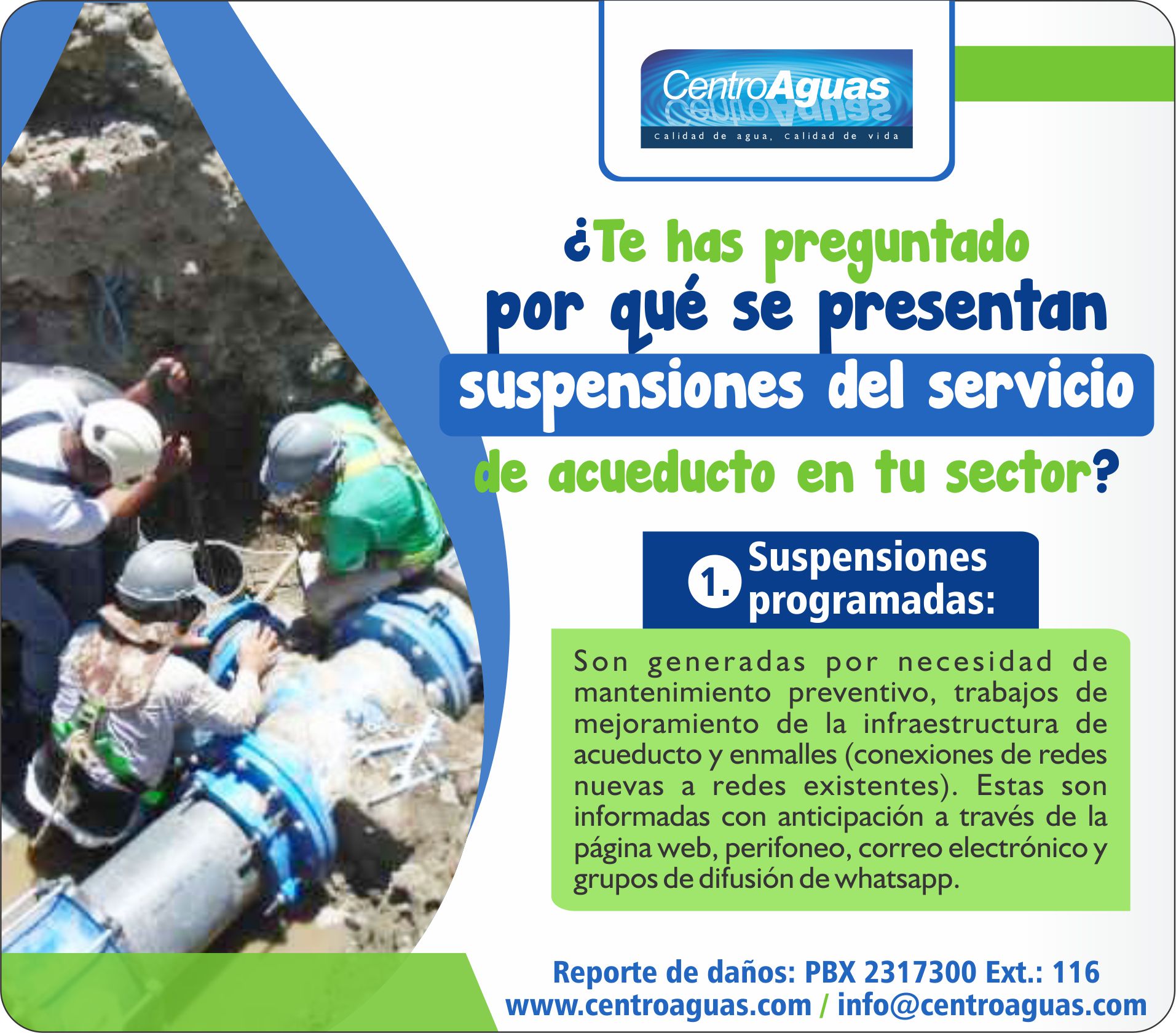 Conoce sobre las suspensiones programadas por mantenimiento o mejora de infraestructura