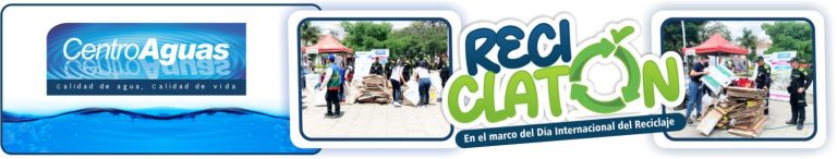 Diseño con imágenes del reciclatón en la Plaza Cívica