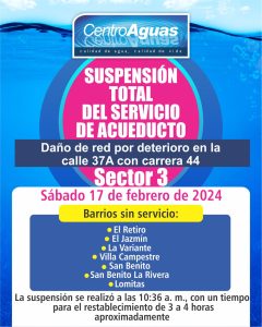 Diseño de suspensión del servicio de acueducto