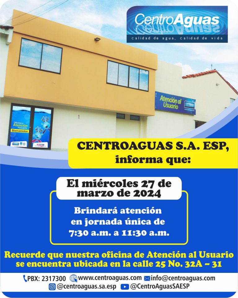 Miércoles 27 de marzo de 2024 atención de 7:30 a.m. a 11:30 a.m.