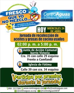 Imagen invitando a participar de la jornada de recolección de aceite de cocina usado