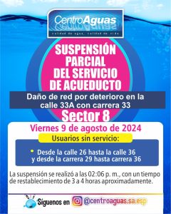 Diseño de suspensión del servicio de acueducto