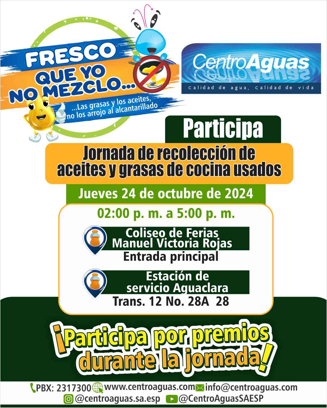 Jornada de recolección de aceite de cocina usado el 24 de octubre de 2024