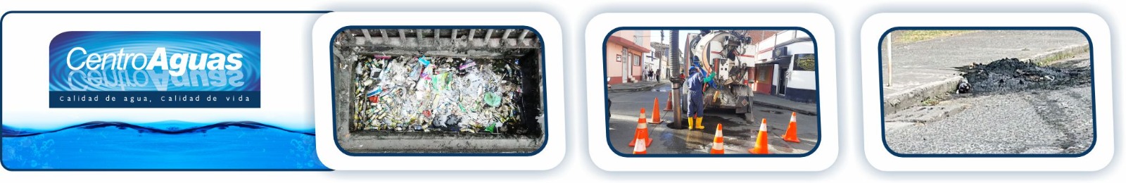 744 toneladas de residuos fueron recolectadas del alcantarillado en el 2024 Diseño con tres imágenes sobre sumideros colapsados de basura y operarios realizando limpieza