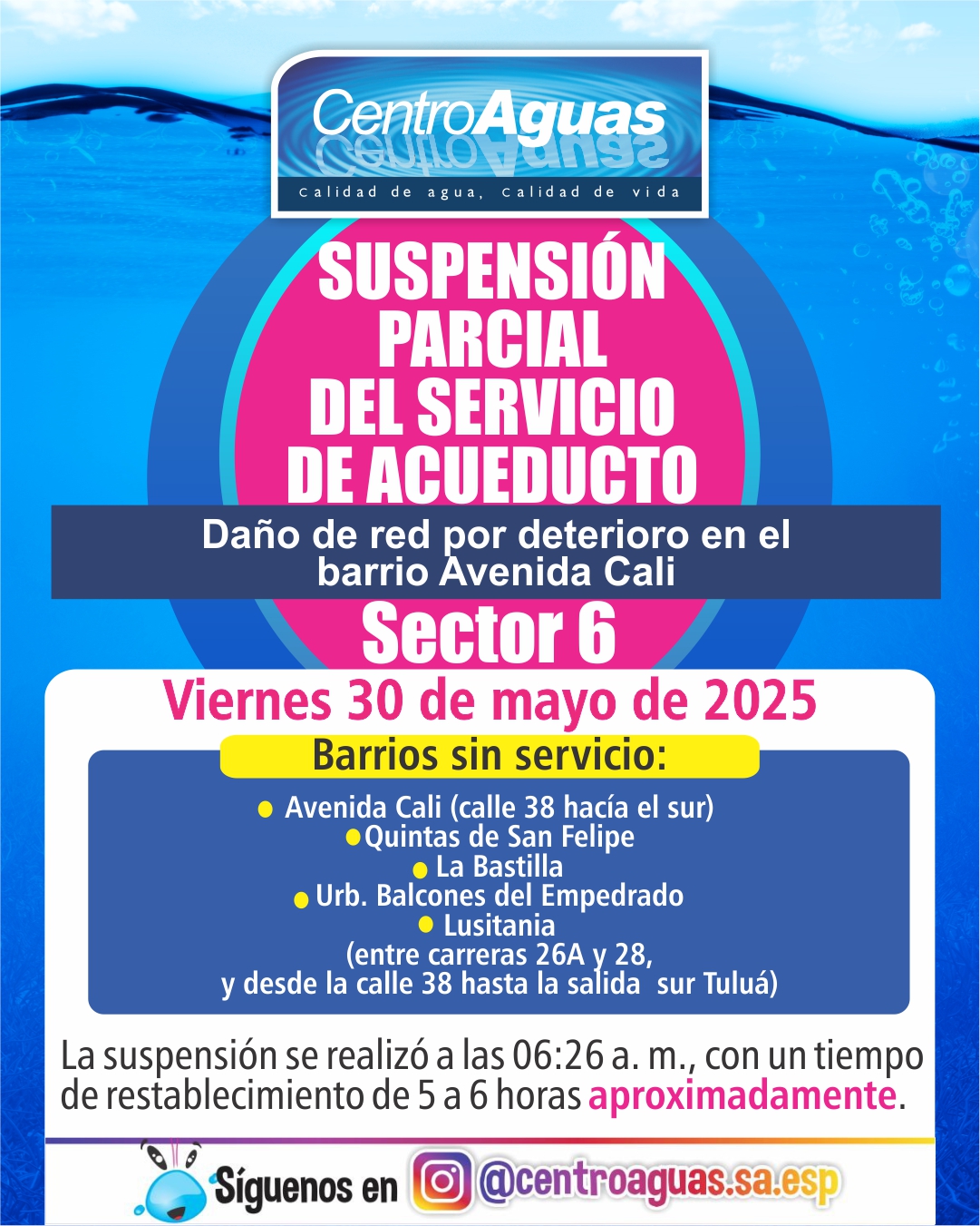 Diseño suspensión del servicio de acueducto