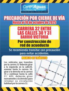 Precaución por cierre de vía barrio Victoria