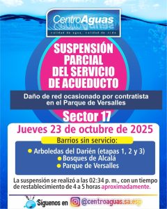 Suspensión parcial del servicio de acueducto del sector 17