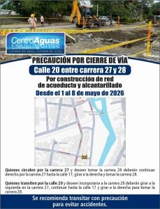 Precaución por cierre de vía